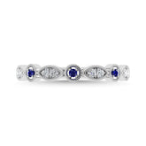 Diamond 1/8 Ct.Tw. And Blue Sapphire Stack Band in 10K White Gold